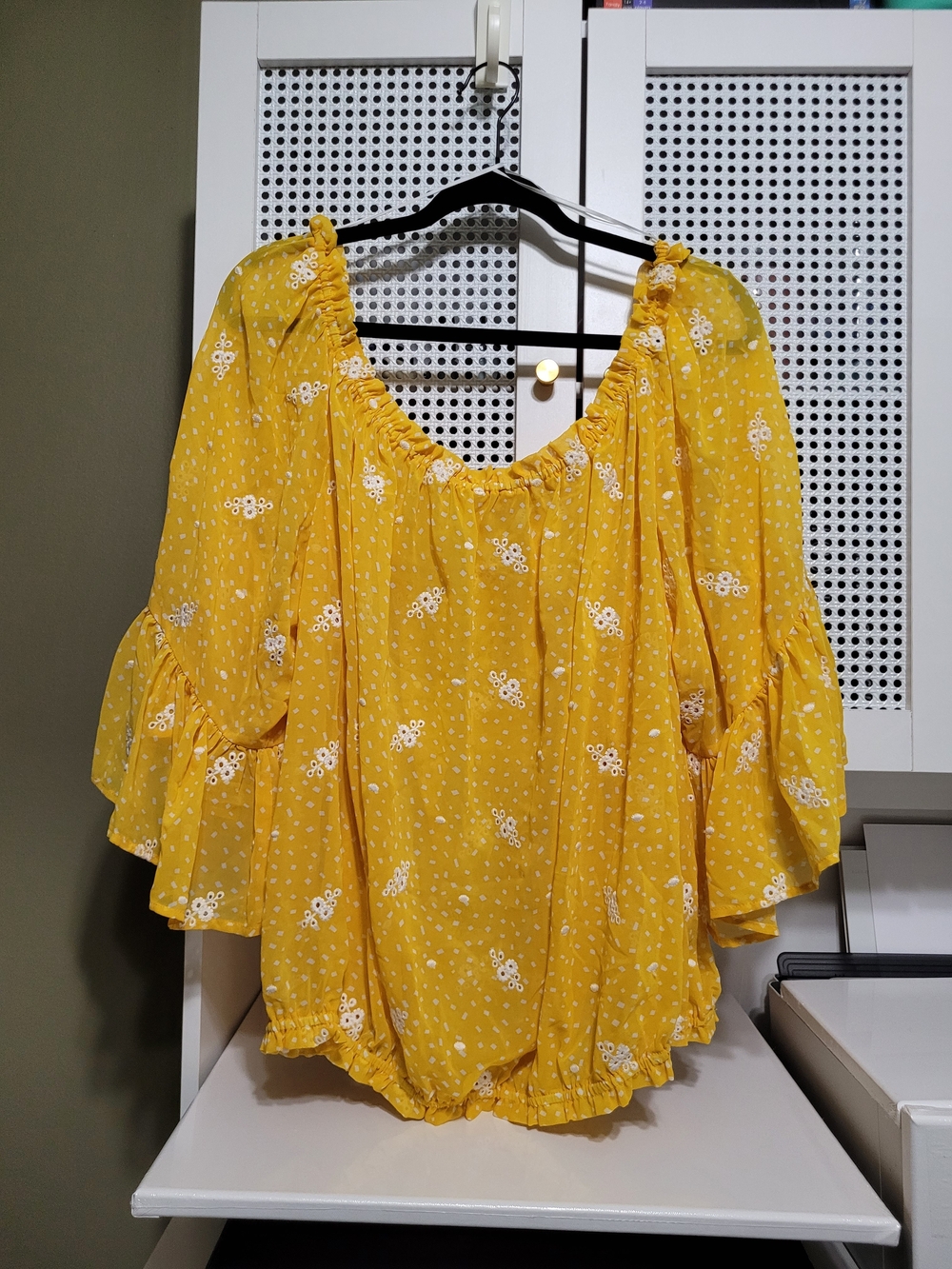 Cato Yellow Floral Off-Shoulder Blouse